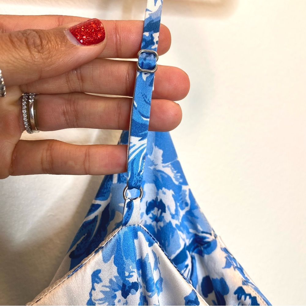 REFORMATION blue & white silk floral dress π - Picture 9 of 13